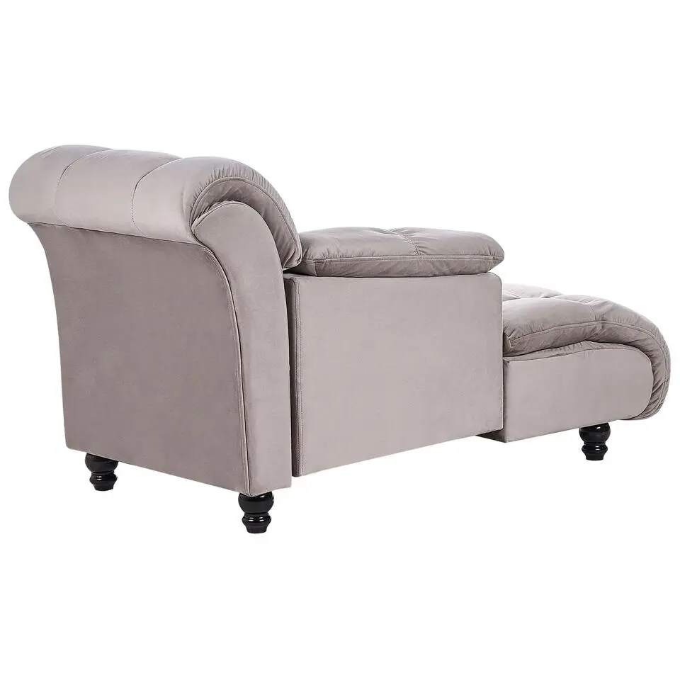 LORMONT - Chaise longue - Taupe - Rechterzijde - Fluweel