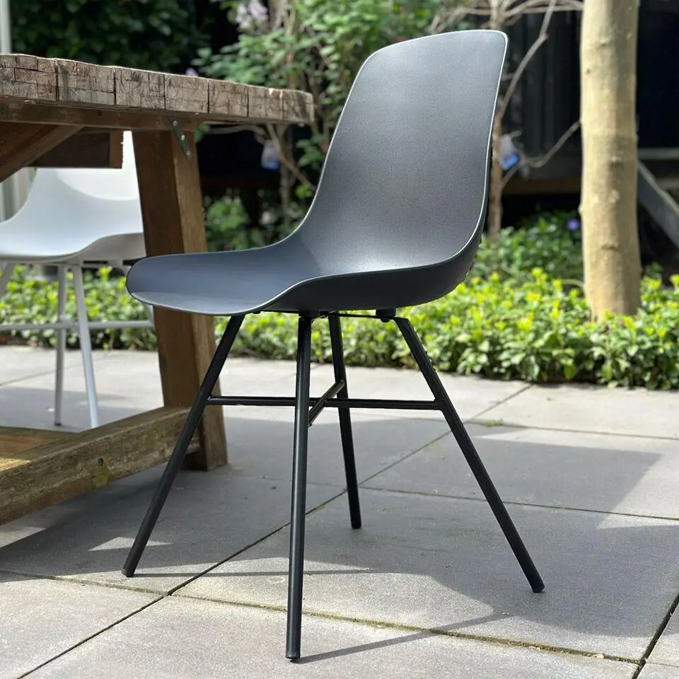 Nolon Noa-Pip Kunststof Tuinstoel Wit - Zwart Onderstel