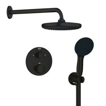 Grohe Precision Thermostat Perfect inbouw douchesysteem met  Vitalio Comfort 250 hoofddouche rond Mat Zwart