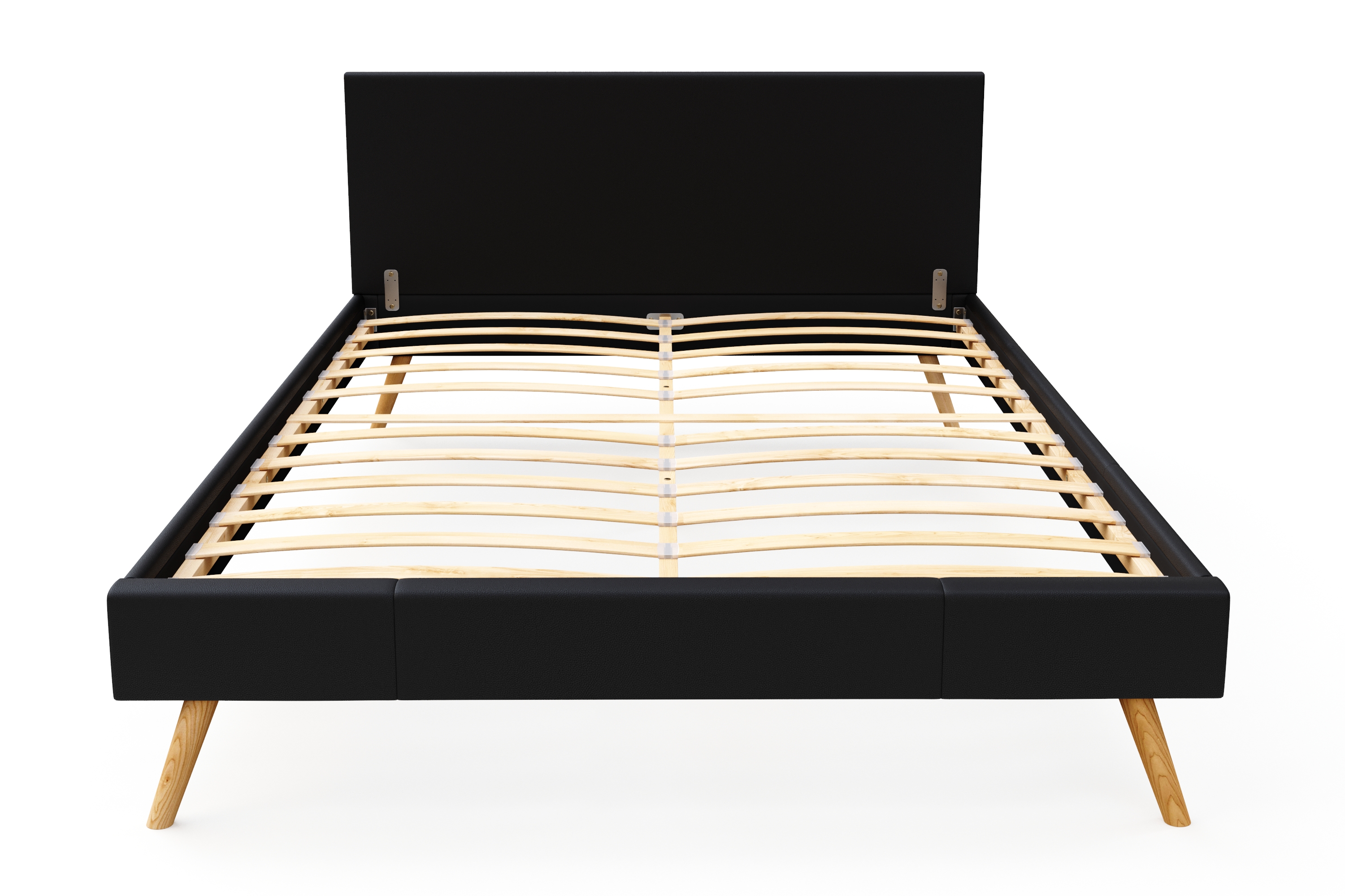 Lederbett ELVAR 140 x 200 cm schwarz
