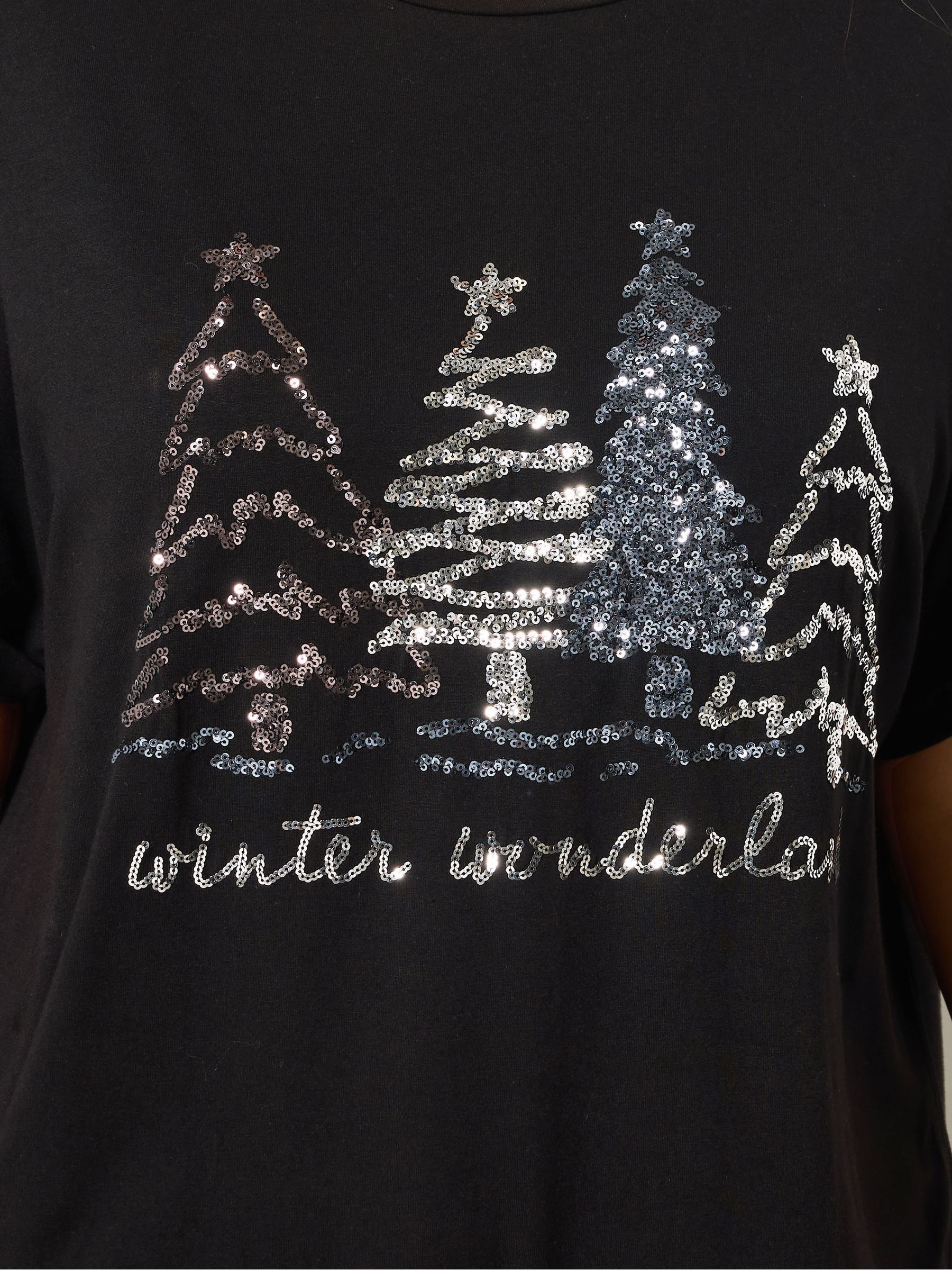 Evans Short Sleeve Wonderland Black T-Shirt