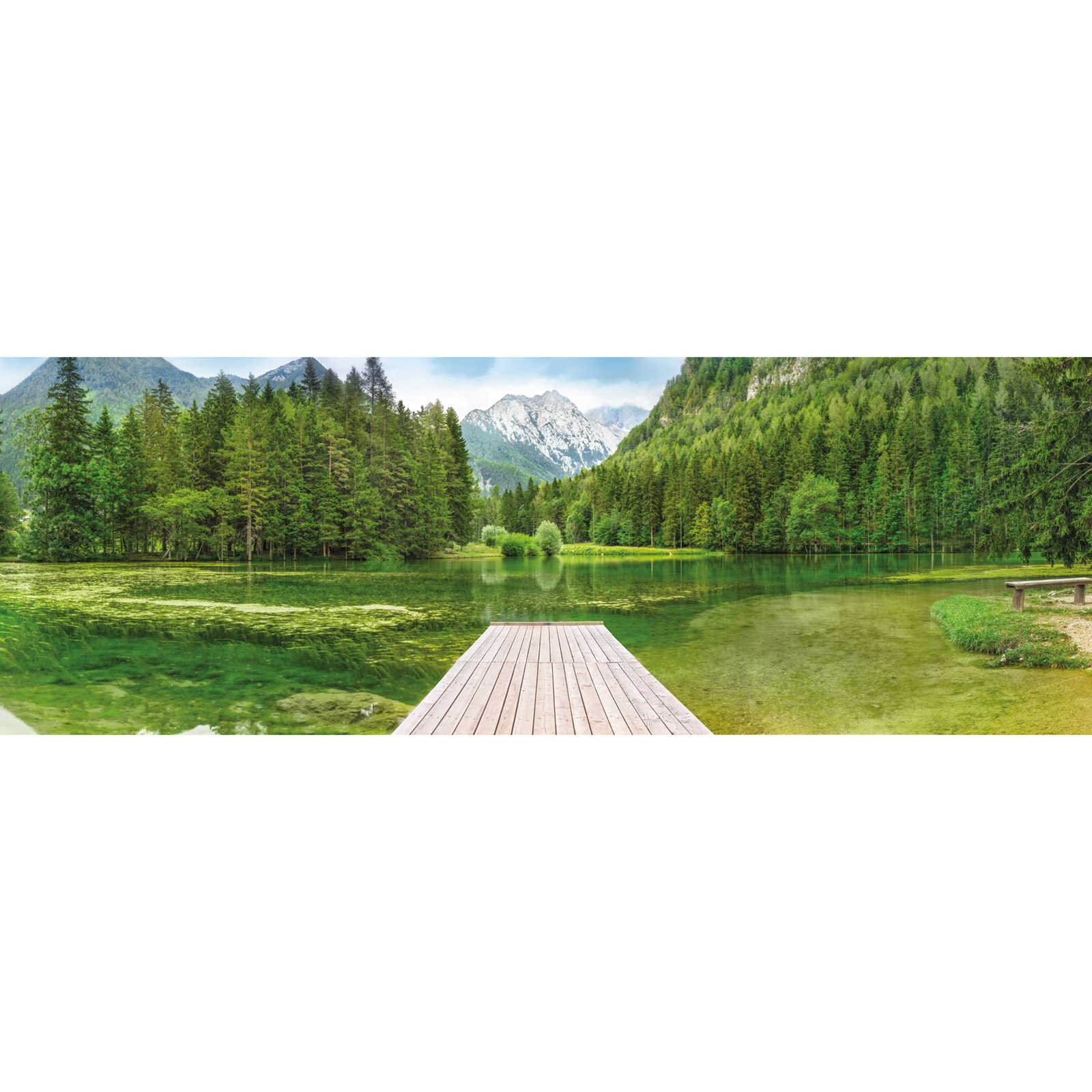 Papier-Fototapete GREEN LAKE - grün - 3,68 Meter
