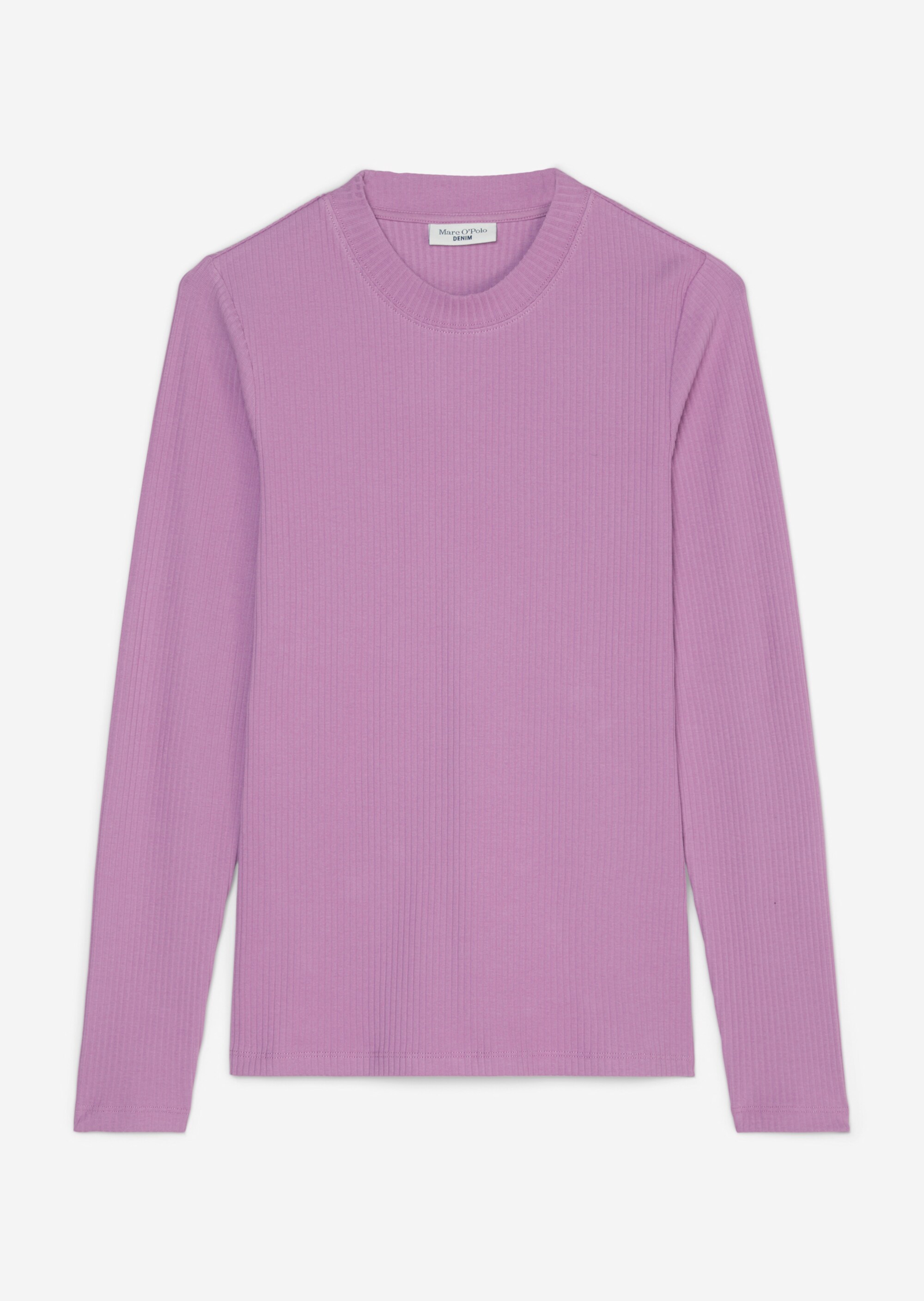 Geripptes Rundhals-Longsleeve regularaus Organic Cotton-Jersey