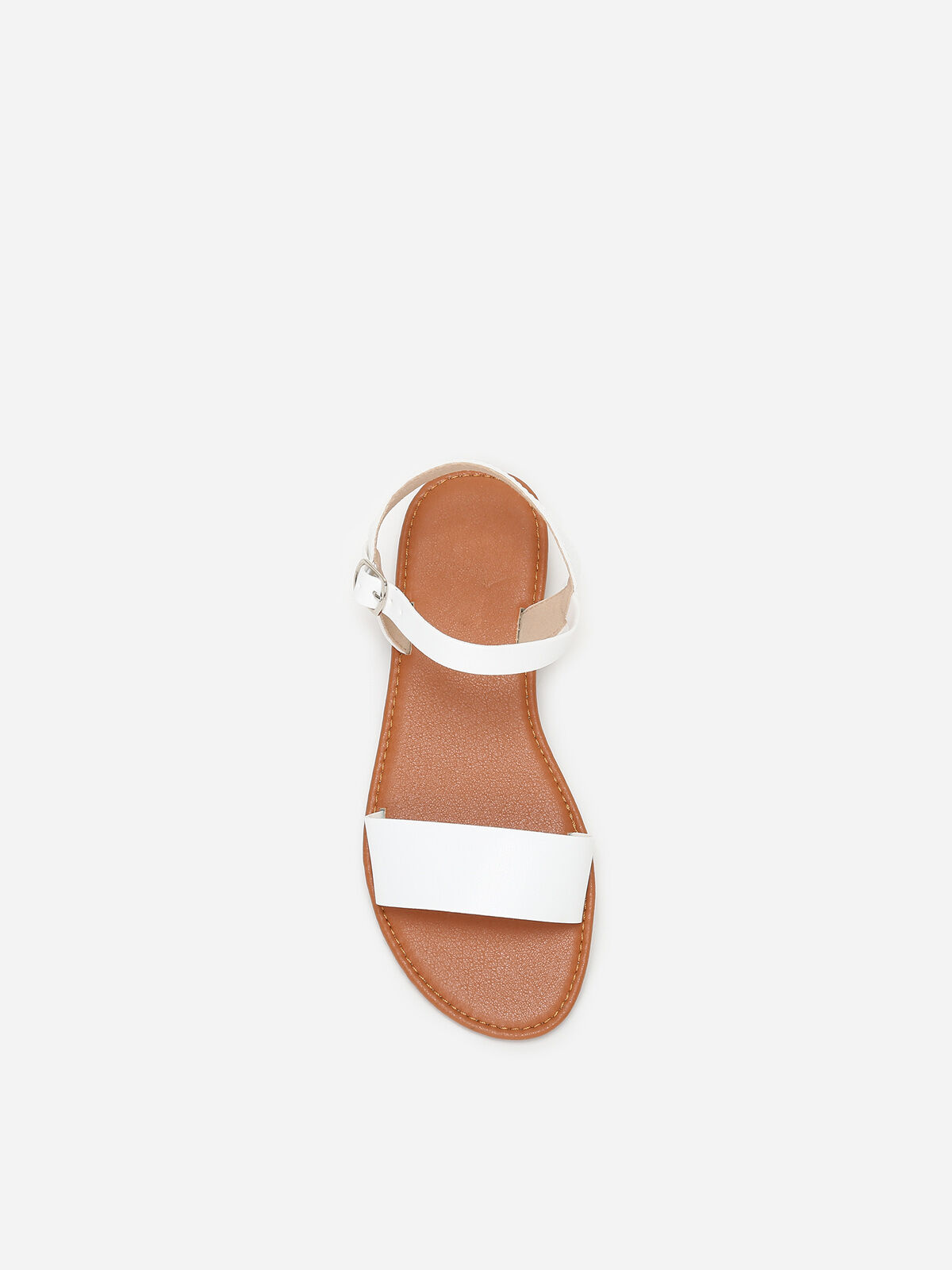 Sandales plates en simili à semelle fine- Blanc