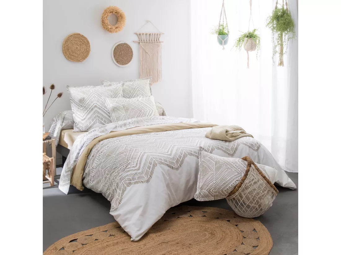 Taie de traversin 140x43 cm coton RAMATUELLE ecru ficelle