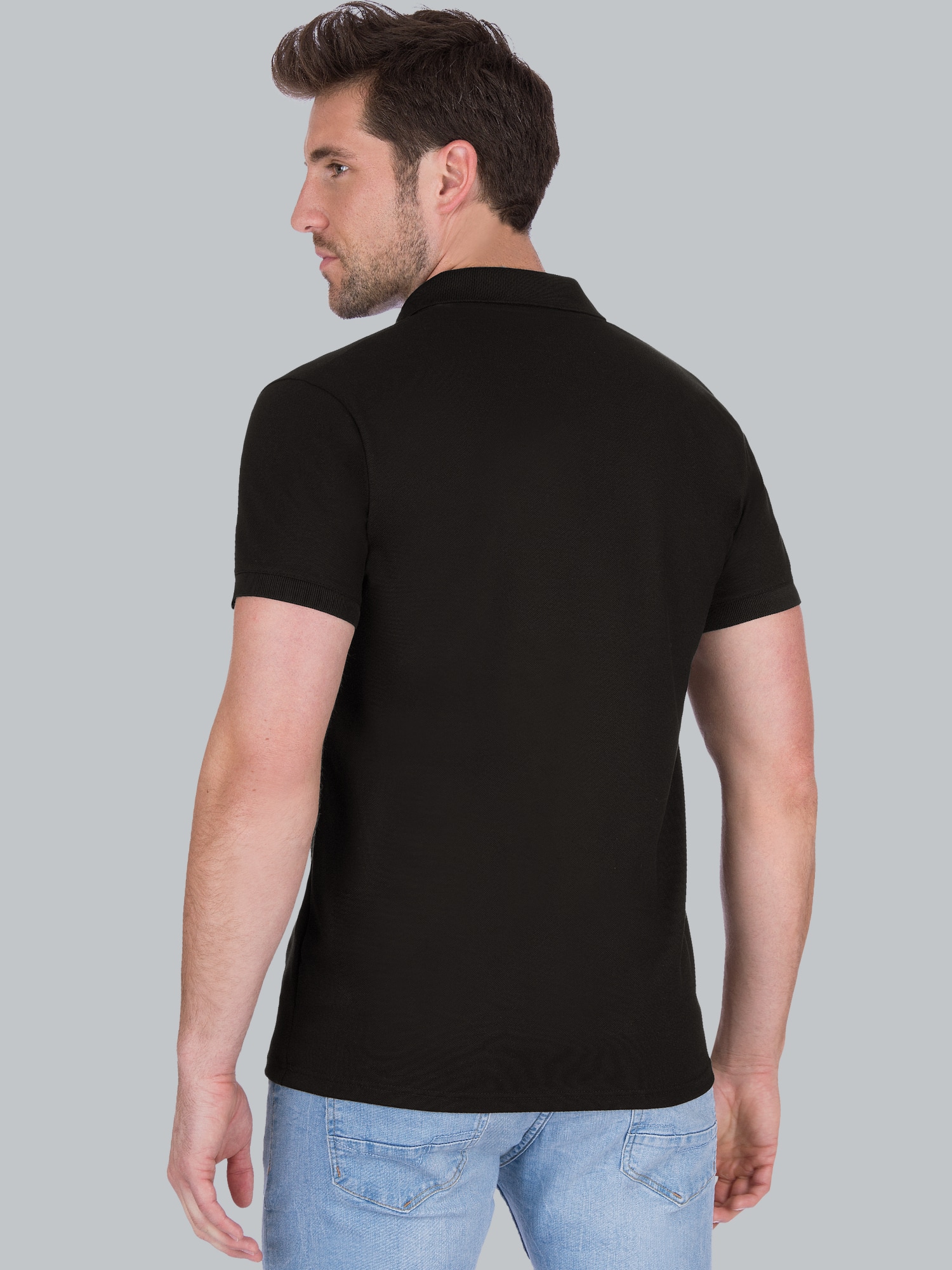 Slim Fit Poloshirt aus DELUXE-Piqué Schwarz