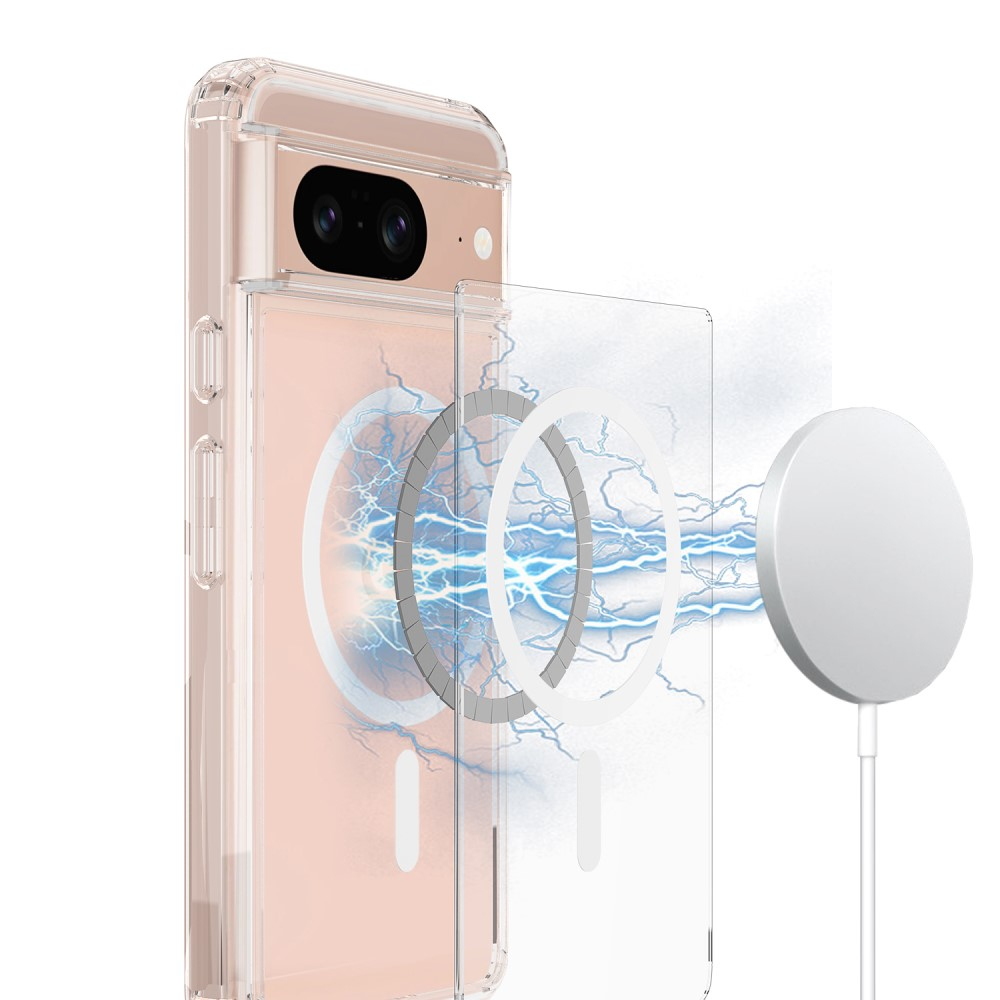 Google Pixel 8 Hybrid Hülle TPU Bumper   Acryl Rückseite MagSafe-Modul - Transparent