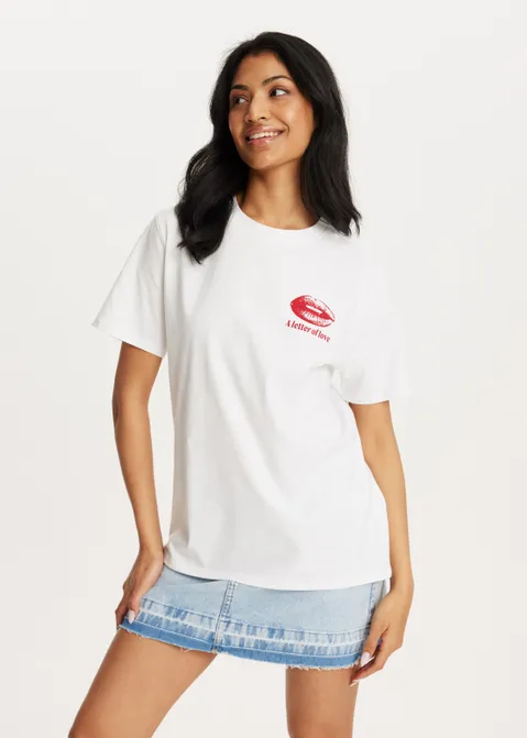 T-shirt met print NY band wit (WIT)