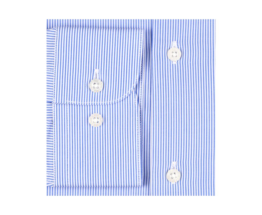 Chemise à fines rayures bleues - Col français - AUBERTIN CLASSIC
