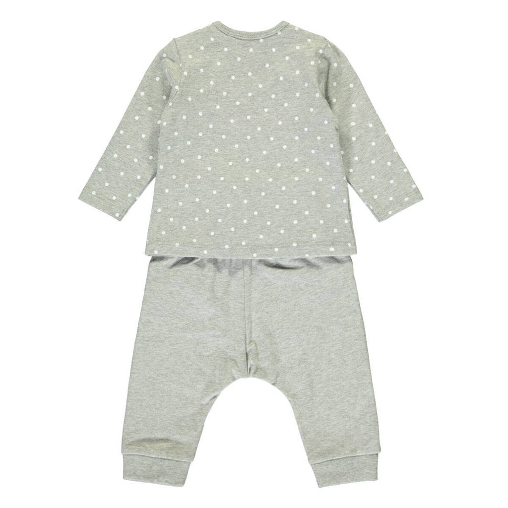 ESPRIT longsleeve + broek met stipdessin grijs melange