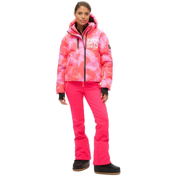 Veste de ski SUPERDRY HOODED SKI BOXY PUFFER JACKET BRUSH CAMO CORAL