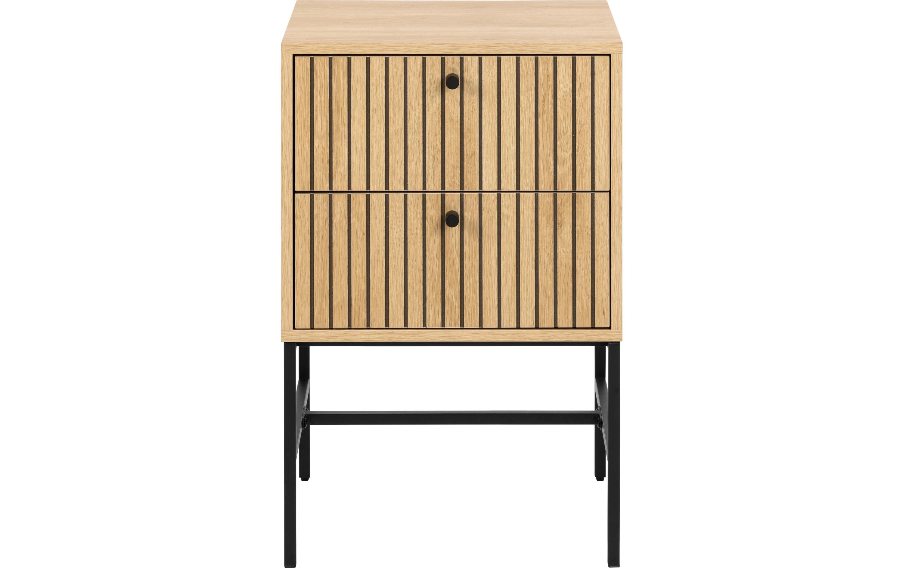 Nachttisch Albany 45.6 x 70 cm, Braun<br>Rechteckiger Nachttisch mit Lamellenfront