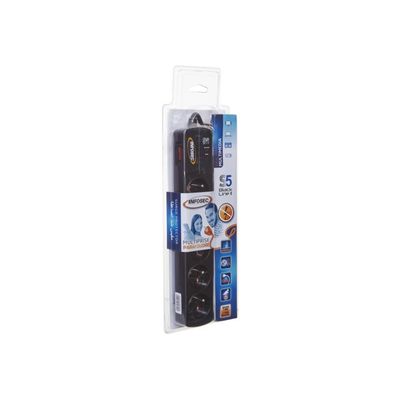 INFOSEC S5 Black Line II - Multiprise parafoudre 5 prises - parasurtenseur 2500 W