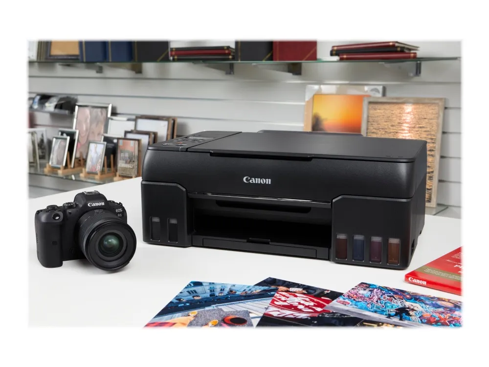 [OUTLET] - Canon PIXMA G650 - Multifunktionsprinter - farve - blækprinter - kan genopfyldes - A4 (210 x 297 mm), Letter A (216 x 279 mm) (original) - A4/Legal (medie) - op til 3.9 ipm (udskriver) - 100 ark - Wi-Fi(n), USB 2.0