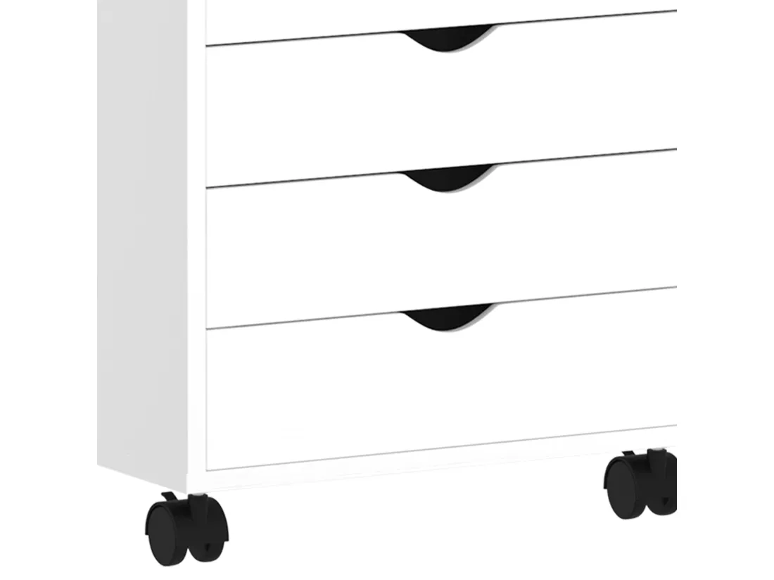 YITAHOME Armoire Mobile à 5 Tiroirs en Bois pour Documents A4, Format Lettre, Armoire de Classement Verticale Portable, Blanc