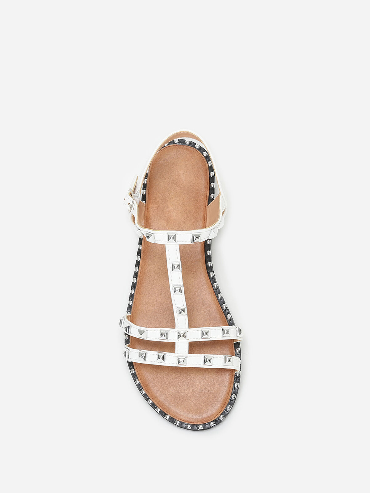 Sandales à fines brides avec clous- Blanc
