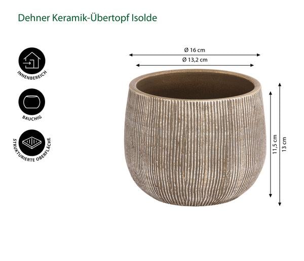 Dehner Keramik-Übertopf Isolde, bauchig,