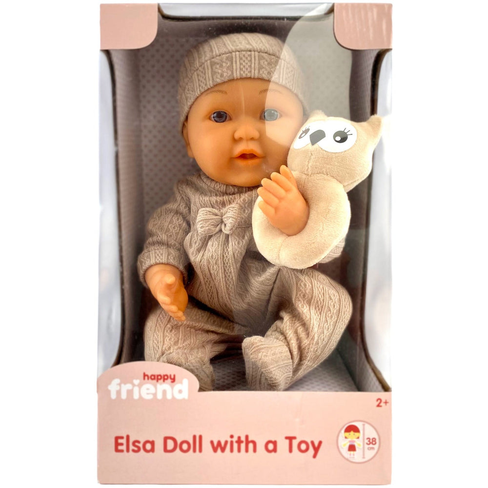Køb Happy Friend Elsa Dukke 38 cm med Legetøj Brun Dragt