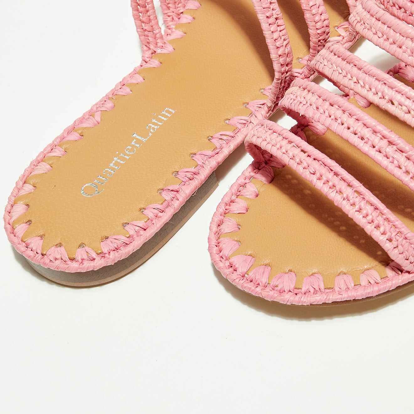 Quartier Latin Mules en Raphia roses