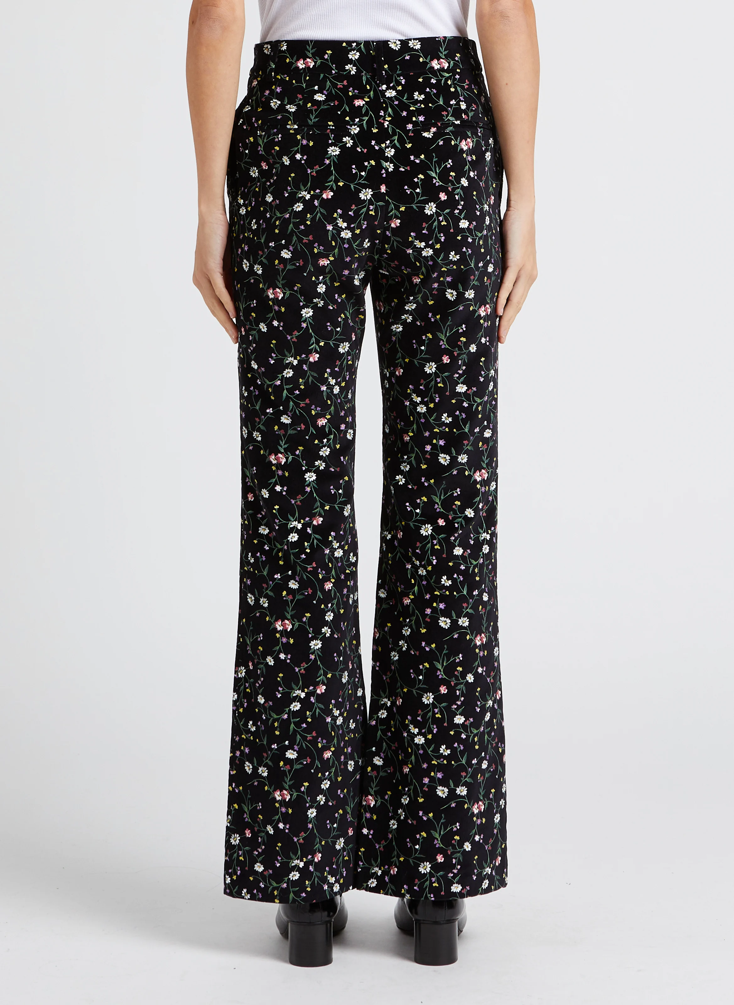 CRISTOF - Pantalon droit taille haute en coton | Noir