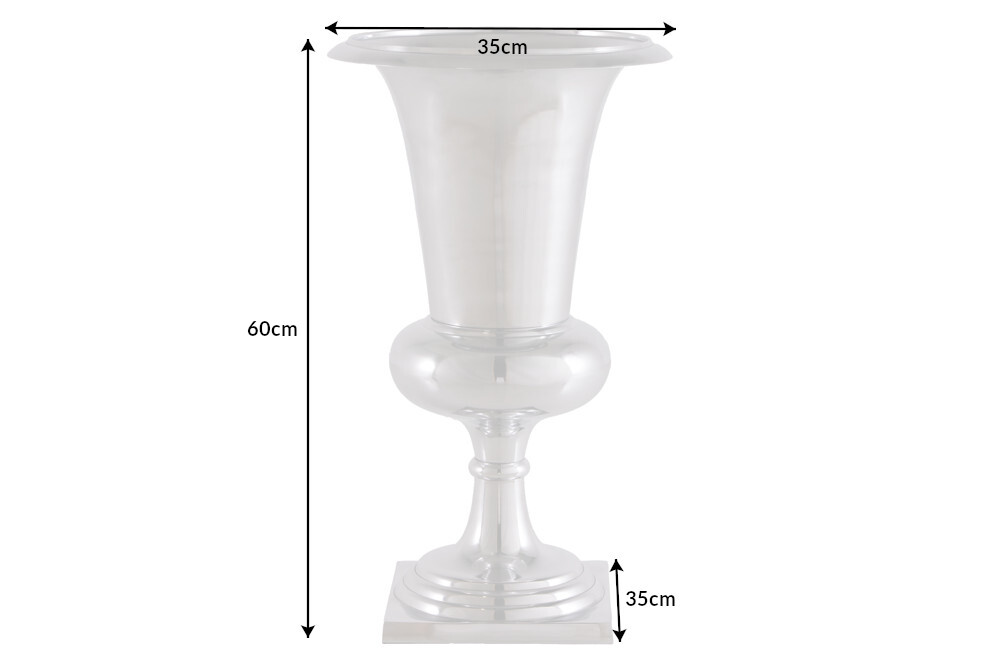 Design Vase GOAL 60cm silber Pflanzen Pokal Aluminium