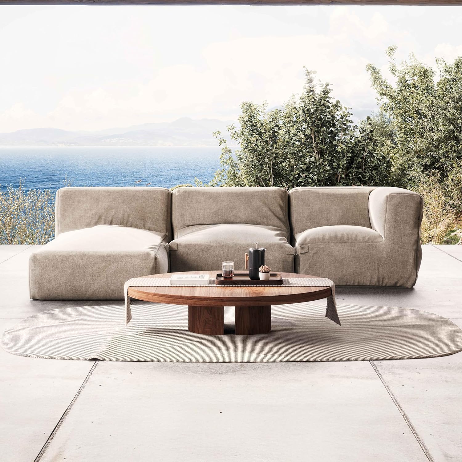 Oviala Gartenmöbel, modular, 3-Sitzer, Beige