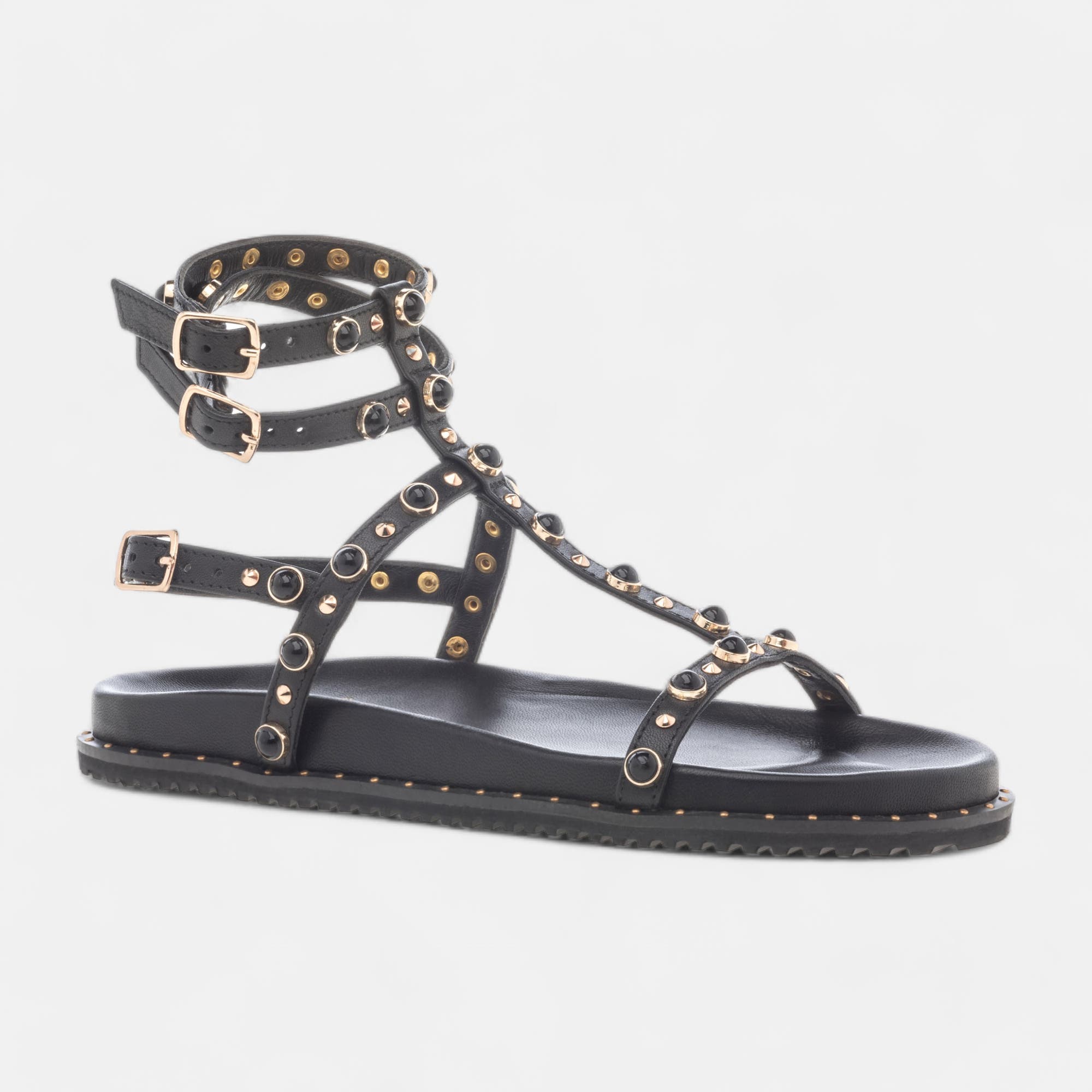 Sandales Femme en cuir noir