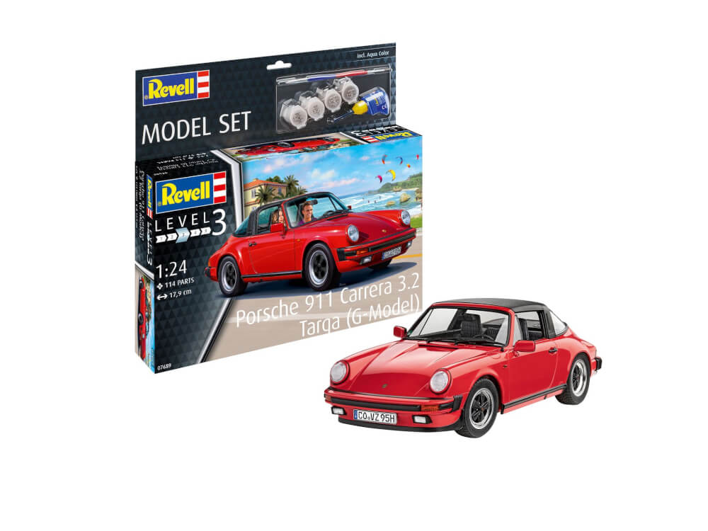 Model Set Porsche 911 Carrera 3.2 Targa (G-Model), Revell Modellbausatz mit Basiszubehör