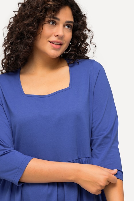 Jerseykleid, A-Linie, Carree-Ausschnitt, 3/4-Arm