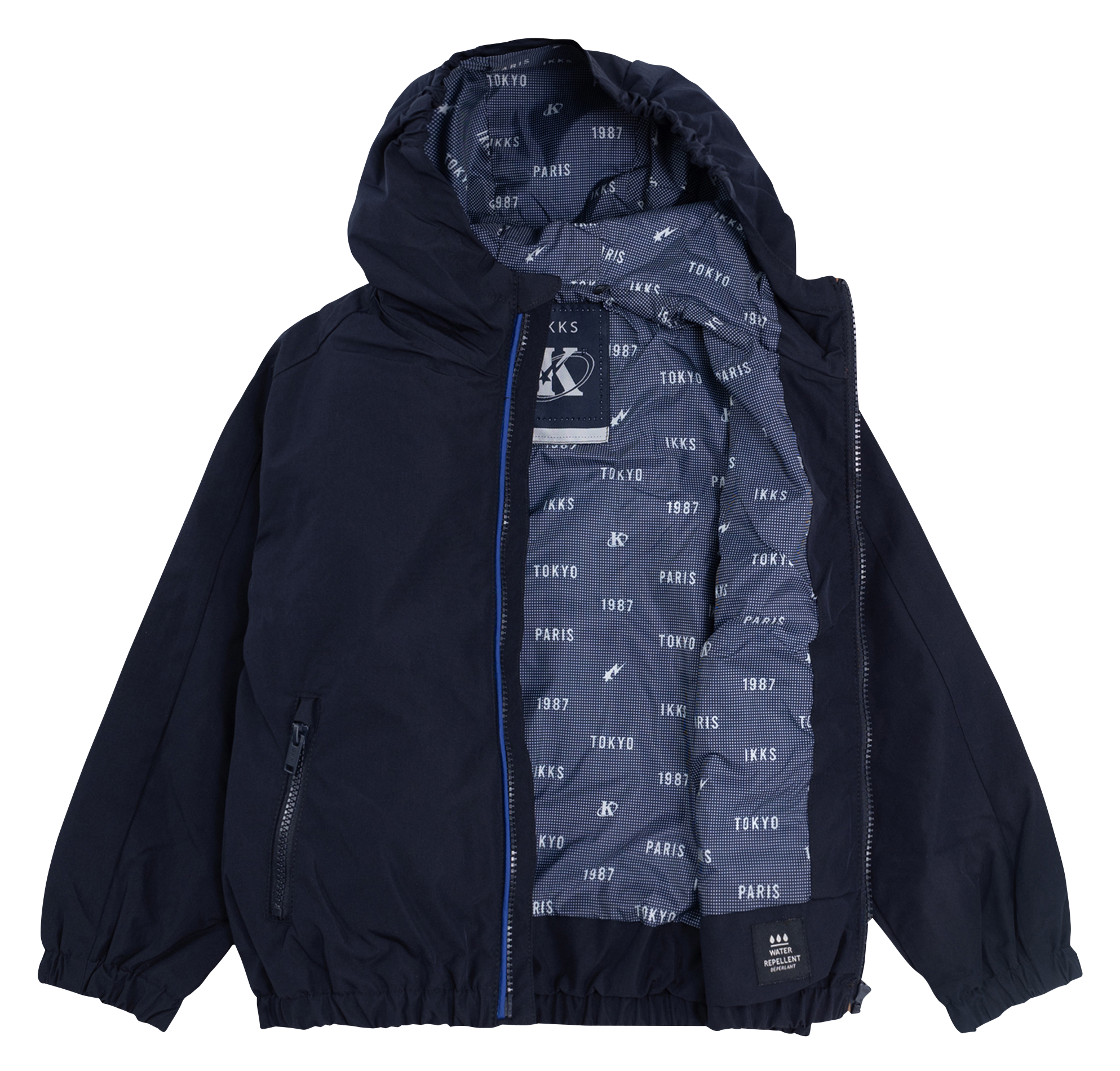 Blouson coupe-vent à capuche| Bleu