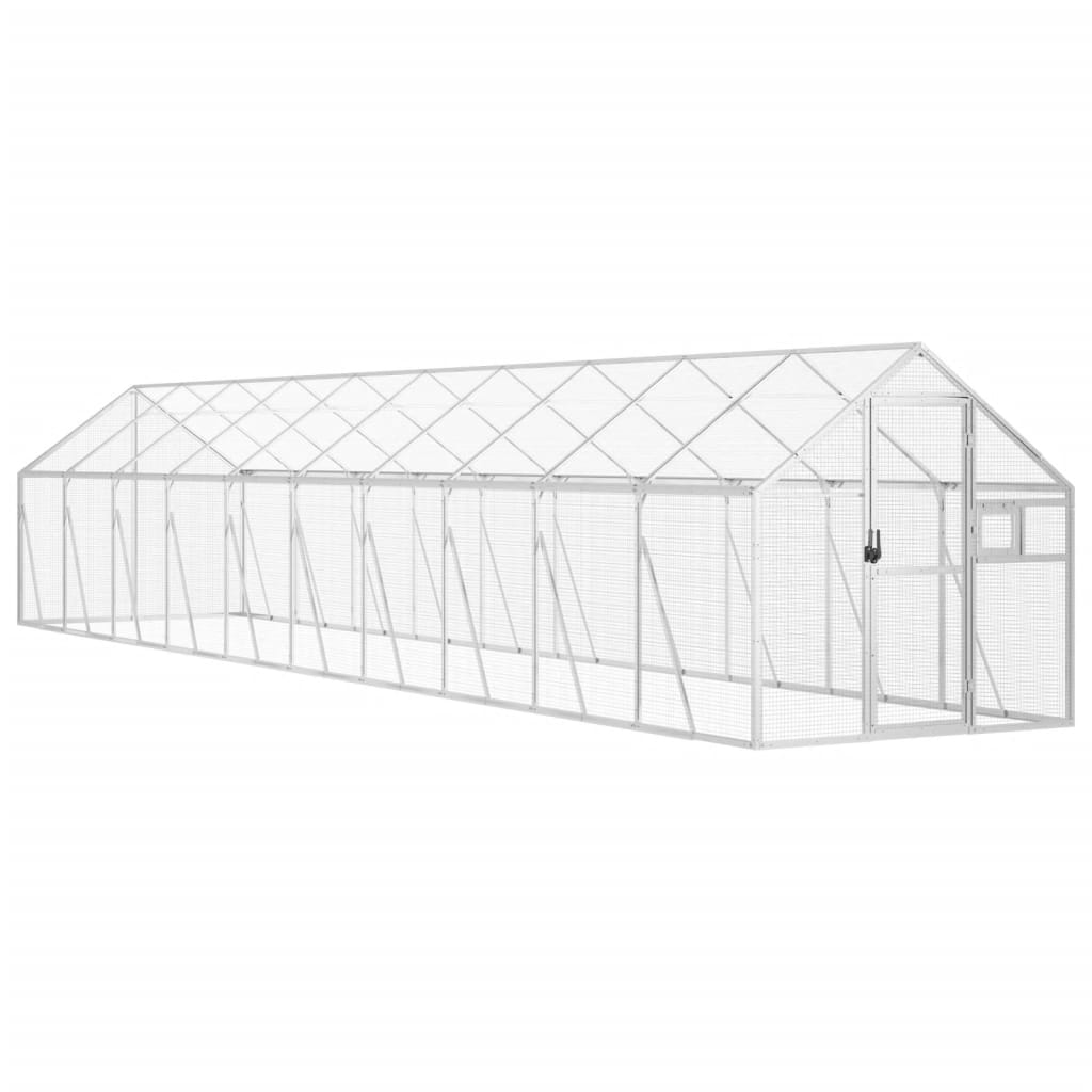 Gaiola para pássaros em alumínio vidaXL, prata, 1,79 x 10 x 1,85 m