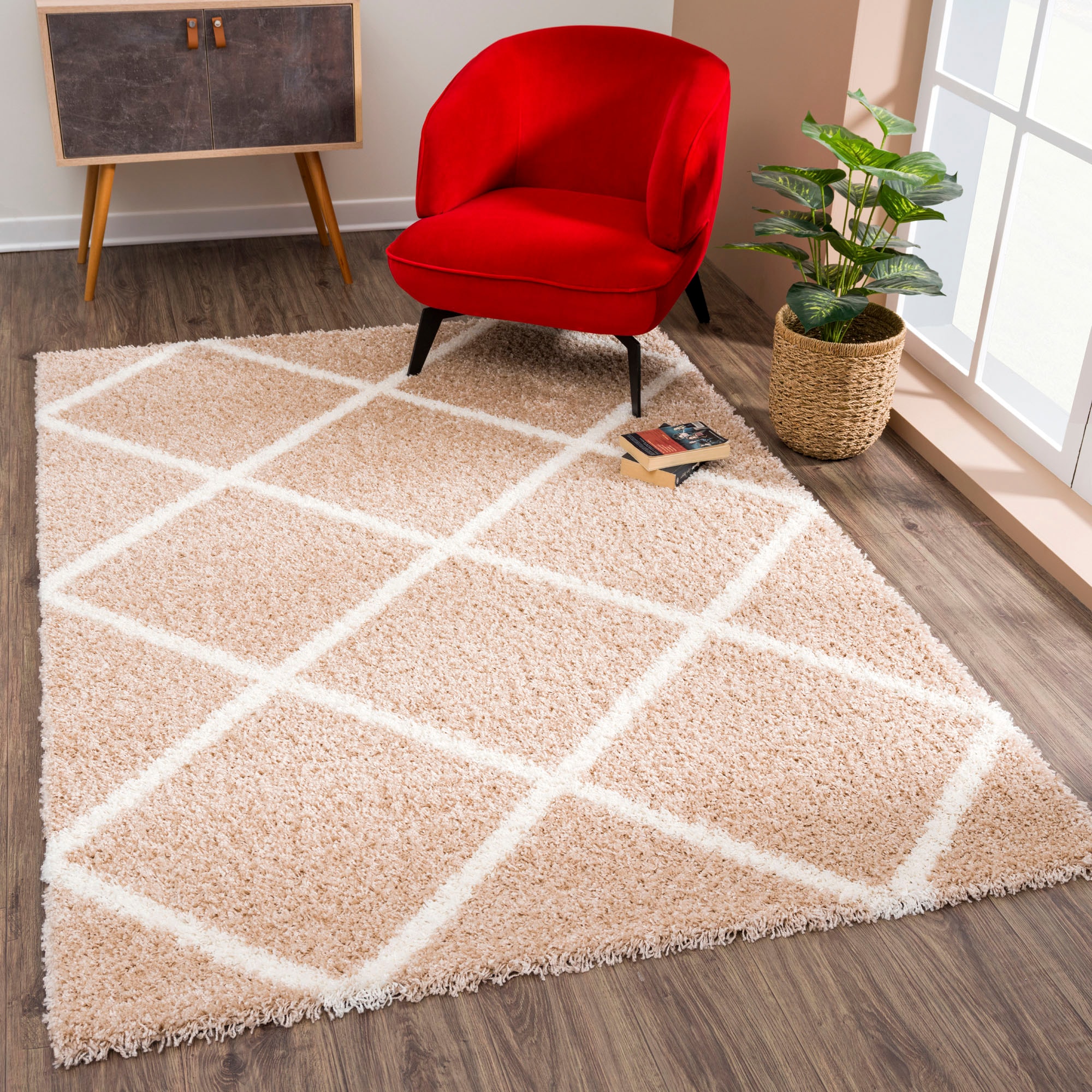 Sanat Hochflor-Teppich »Madrid« rechteckig 30 mm Höhe Wohnzimmer, Langflor, Shaggy Teppich