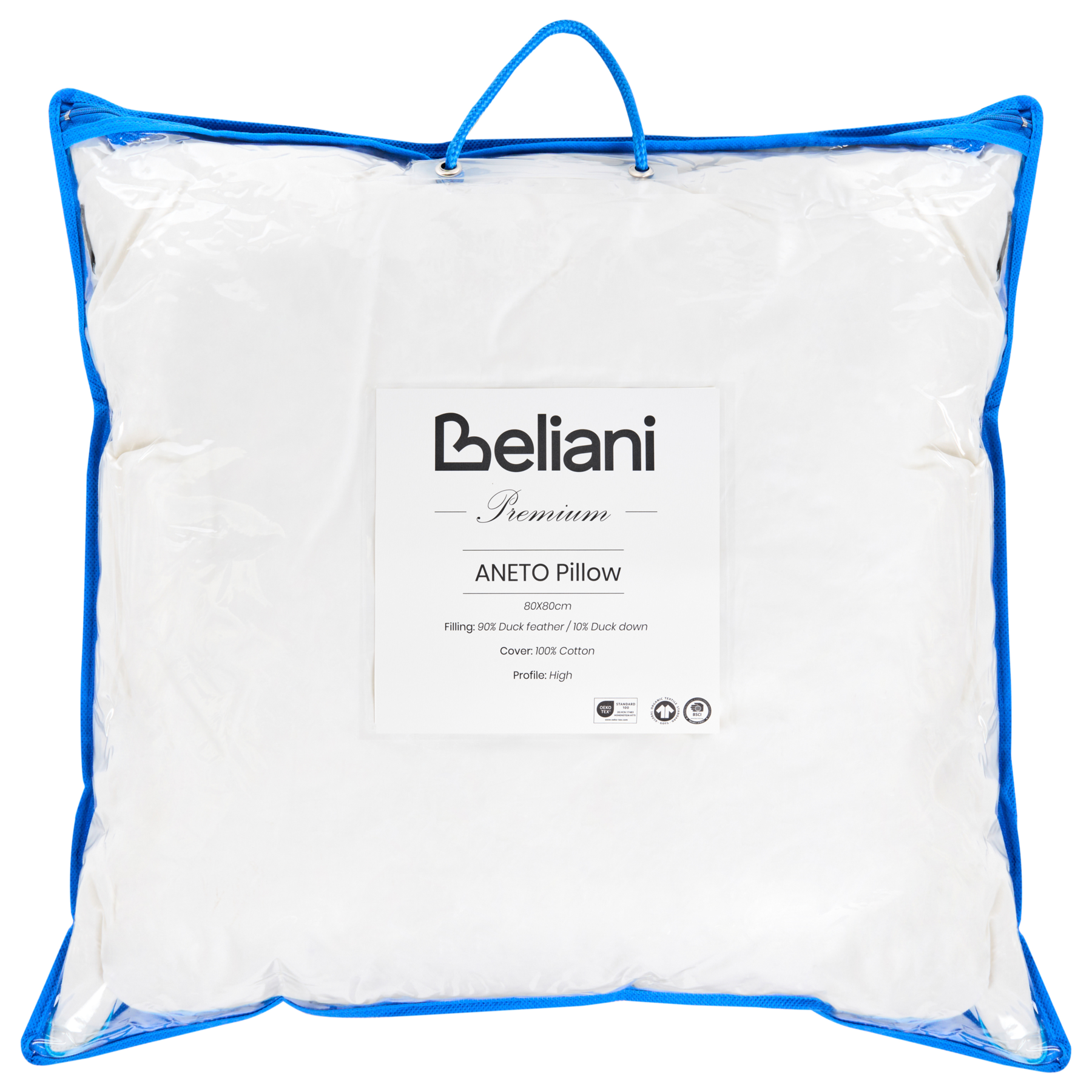 Beliani-ANETO-Hoofdkussen 3 vakken-Wit-80 x 80 cm-Laag-Eendenveren