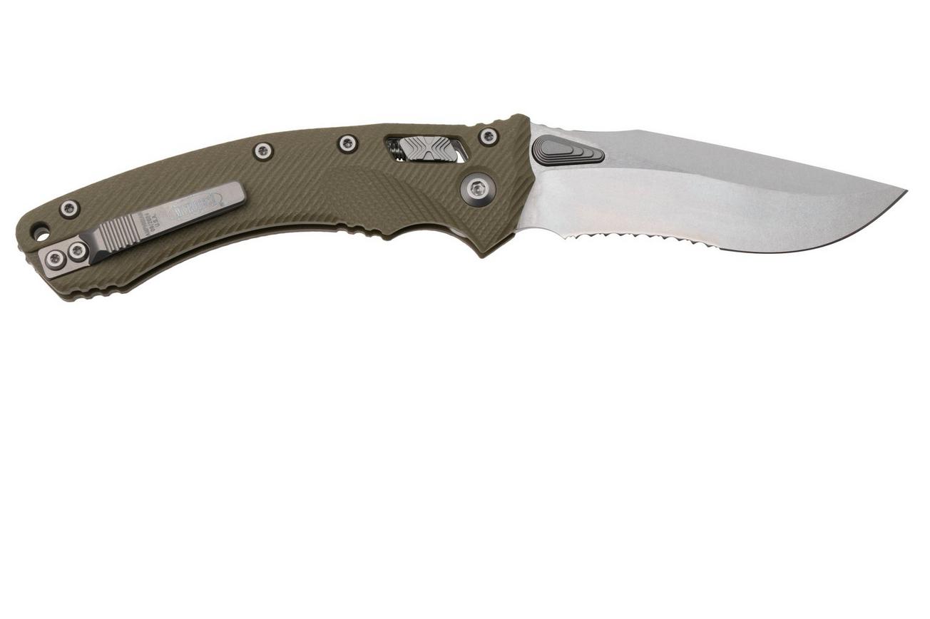 Microtech Amphibian 137RL-11FLGTOD, Stonewashed M390MK, Fluted Olive Drab G10, partly serrated zakmes