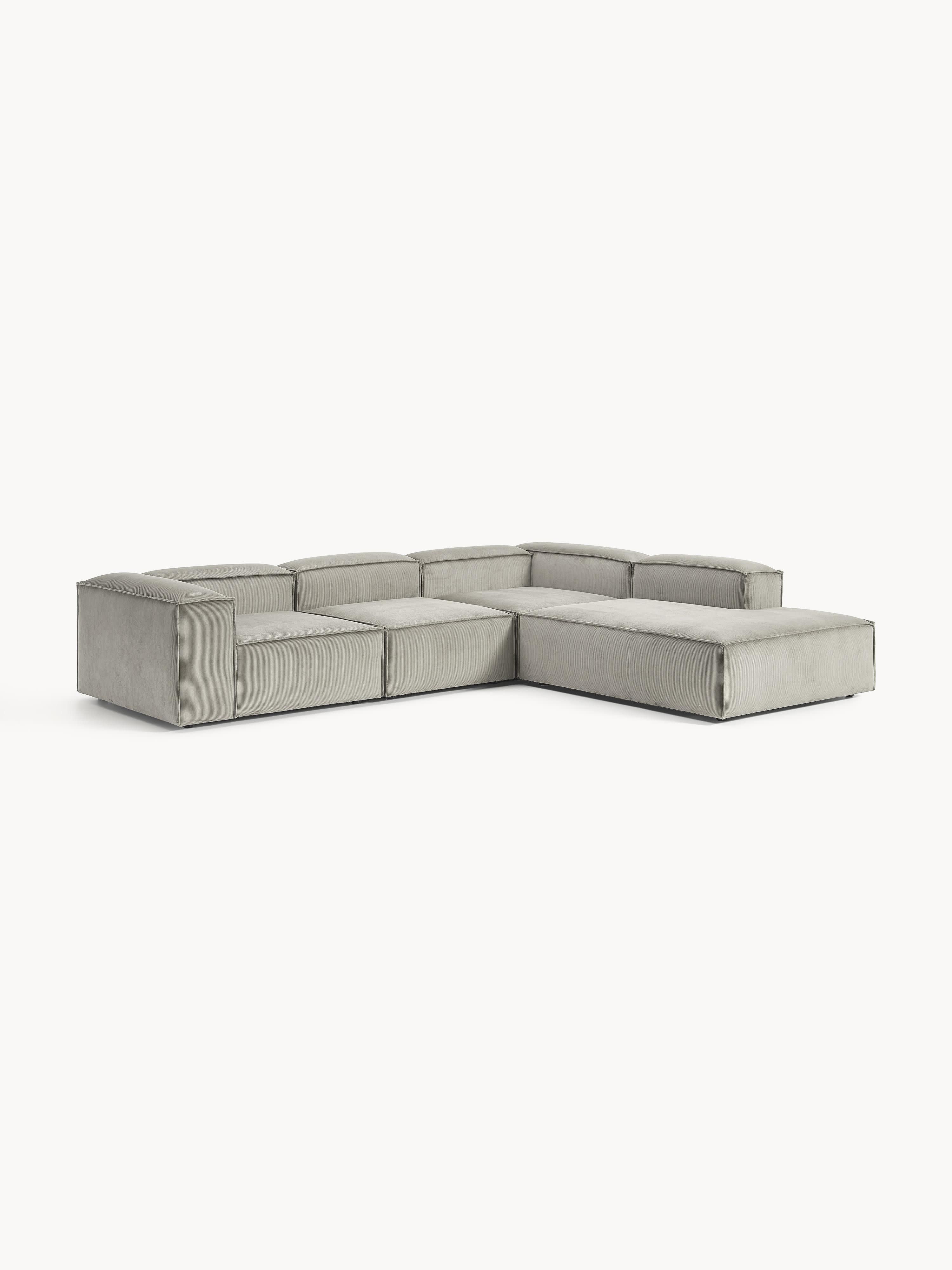 XL modulaire hoekbank van ribfluweel Lennon (4-zits)