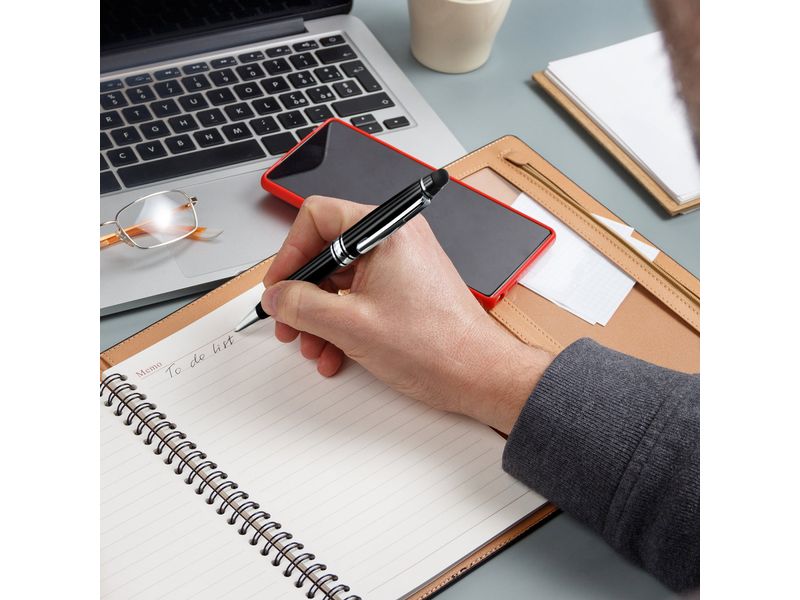 4smarts Eingabestift 2 in 1 Schwarz/Silber Kugelschreiber und Touchscreen-Stift mit weicher, bildschirmschonender Spitze