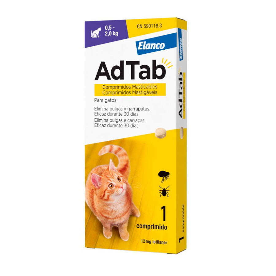 Comprimidos antiparasitários mastigáveis AdTab para gatos