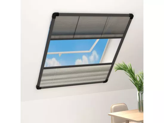 Moustiquaire plissée pour fenêtre Aluminium 80x100 cm et auvent