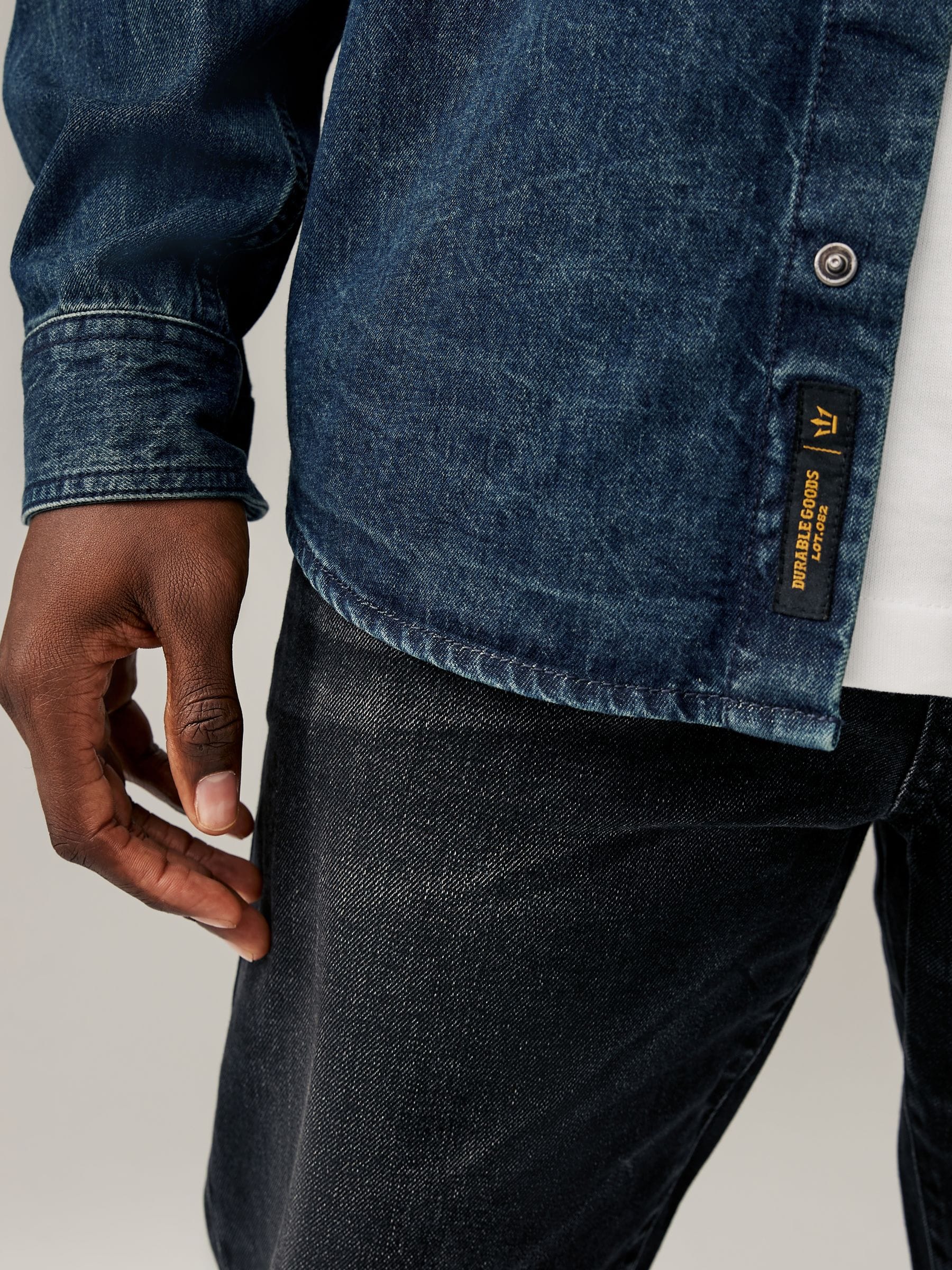 Donkerblauw - Denim Western 100% Cotton Long Sleeve Shirt