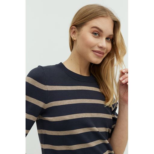 mbyM Carla-M Strikbluse, Blue Island Fossil Stripe, M