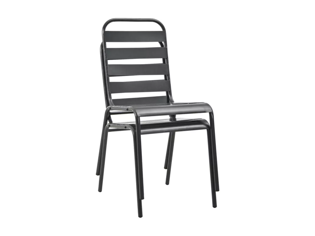 Chaises empilables de d'extérieur 2 pièces Acier Gris