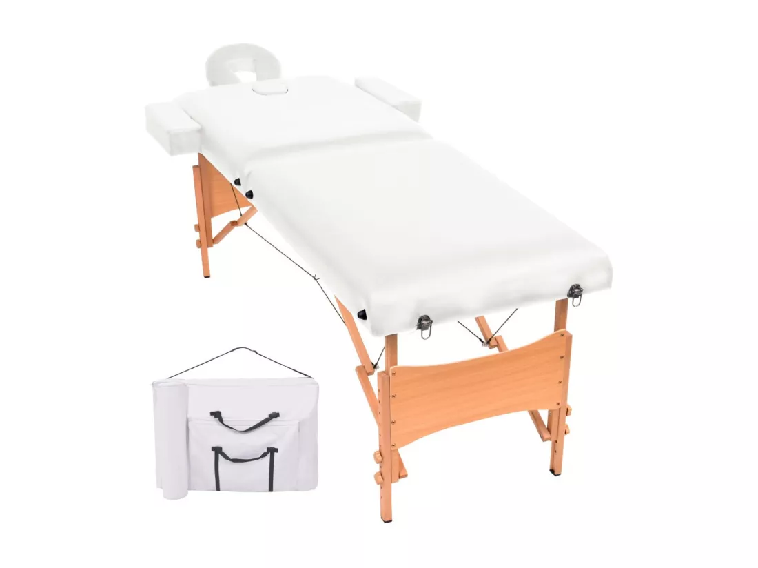 Table de massage pliable blanche 218 x 90 x 65 cm 02_0001866