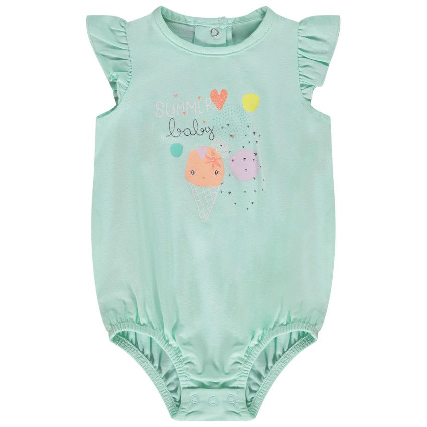 Combinaison courte en jersey print glace pour bébé fille - Bleu