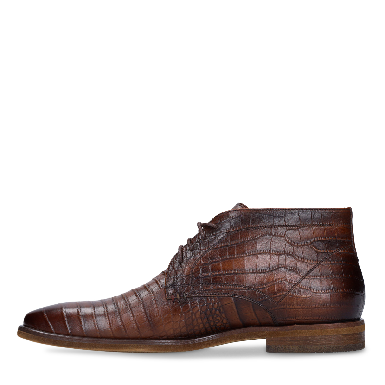 Bruine leren croco veterschoenen