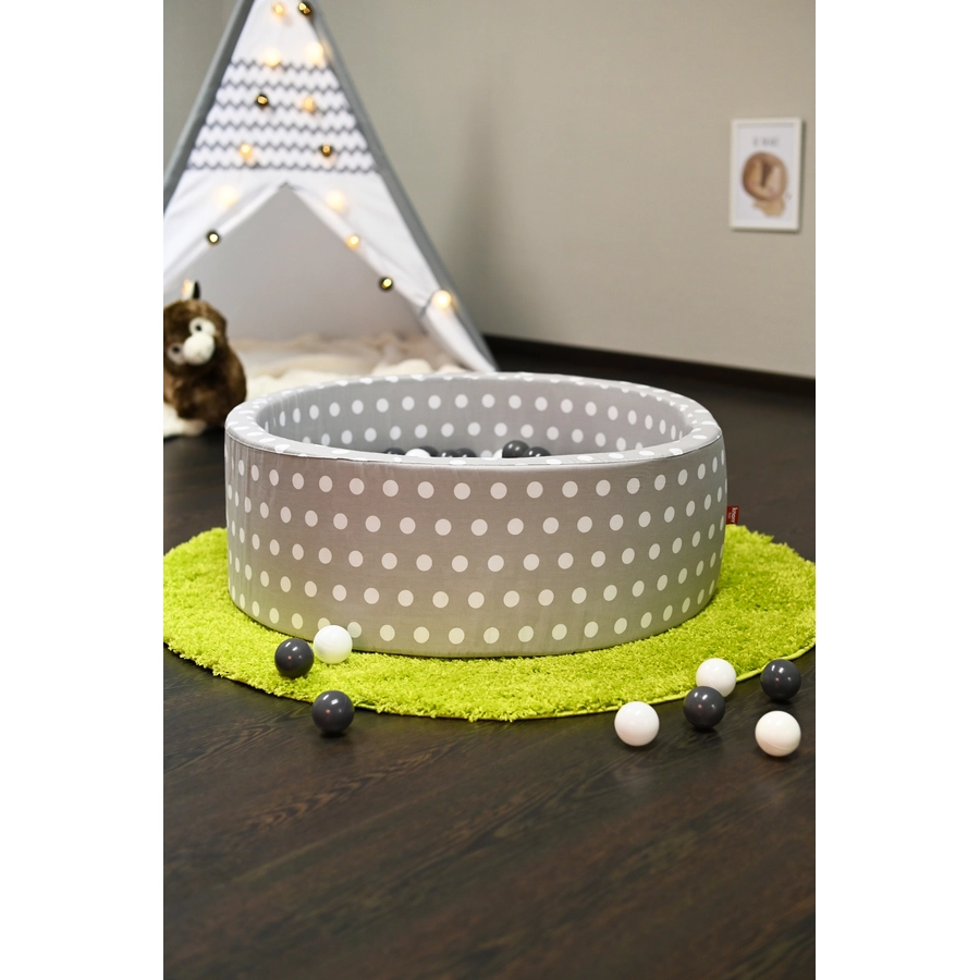 knorr toys® Bällebad soft - Grey white dots - 300 balls greycreme grau