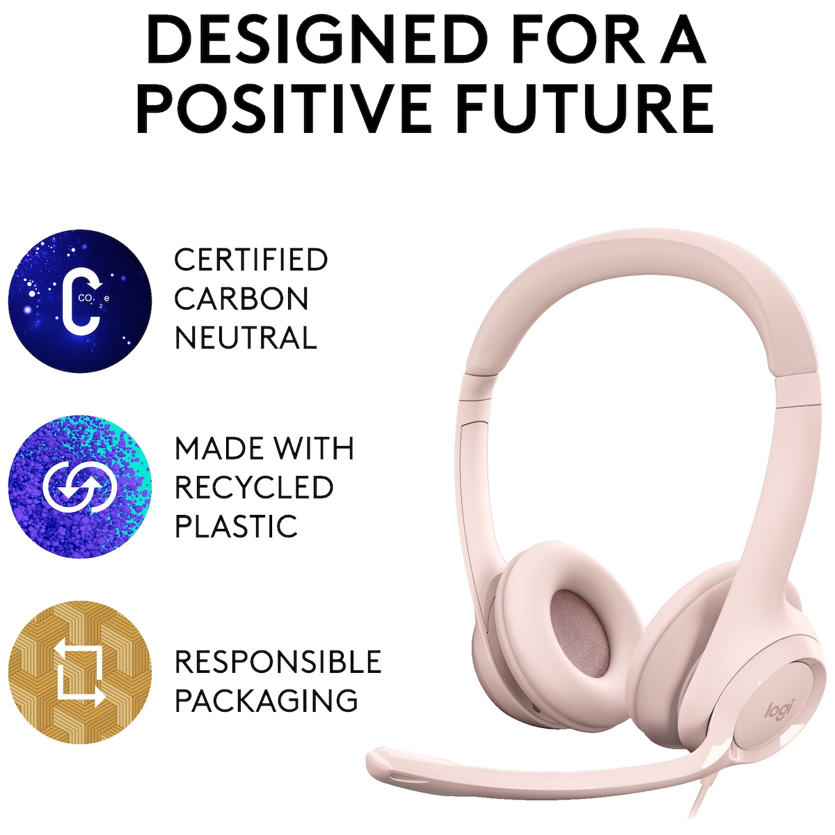 Logitech H390 USB headset (rosa)