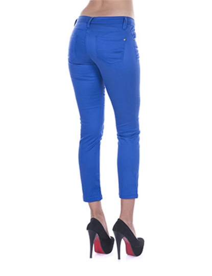Ladies Short Skinny Jeans Sax Blue
