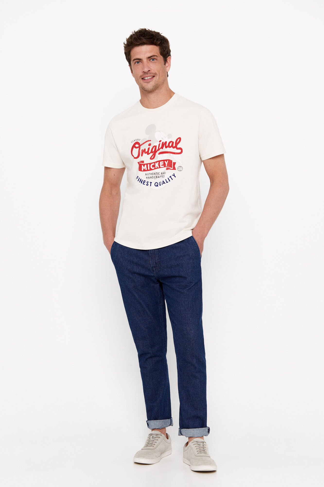 Camiseta bege com estampa do Mickey Mouse