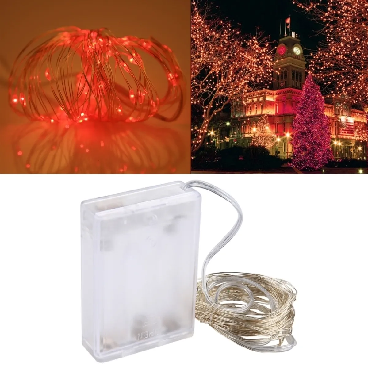 Wewoo Guirlande rouge et argent 5m LED