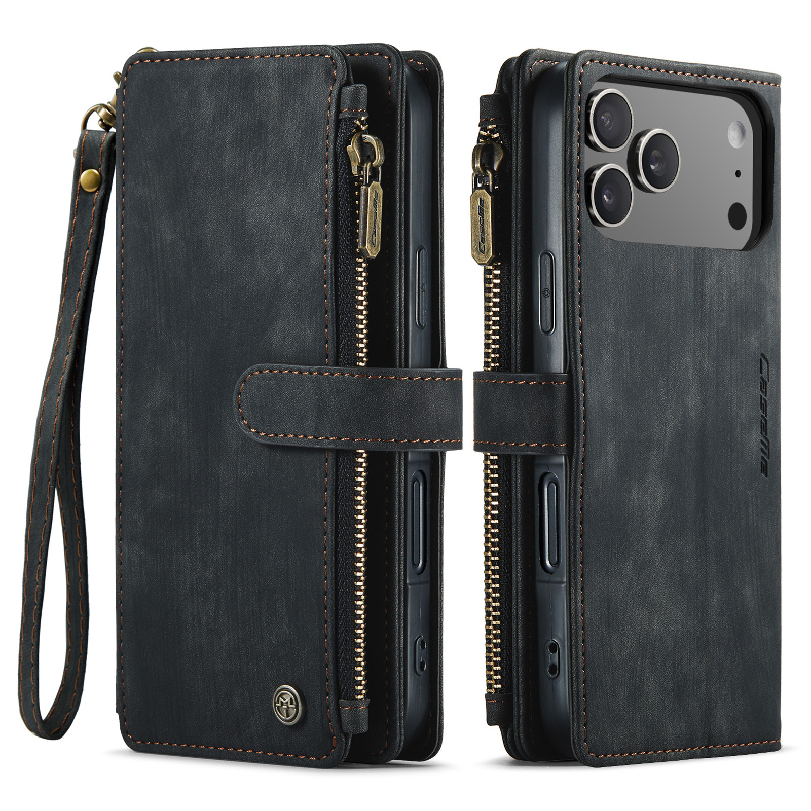 iPhone 17 Pro 2in1 Leder Tasche Karten Etui - Schwarz
